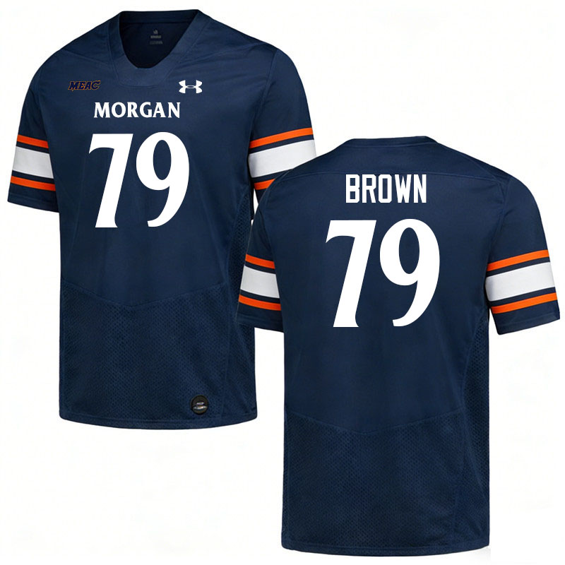 Morgan State Bears #79 Rosey Brown College Football Jerseys,Uniforms Stitched-Navy